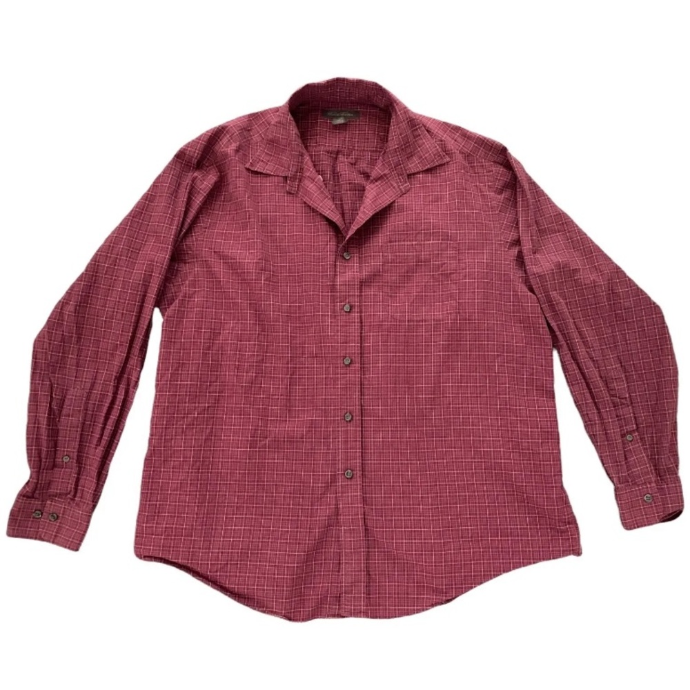 Brooks Brothers Burgundy Red Plaid Button Down Long Sleeve Shirt Men's XL